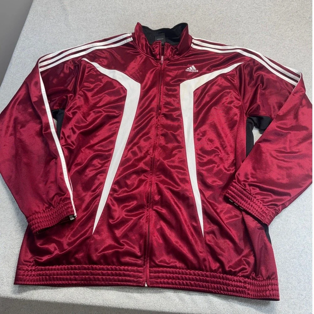 Adidas Track Jacket Mens 2XL Maroon Clima365 ClimaCool Full Zip Mesh‎ Activewear